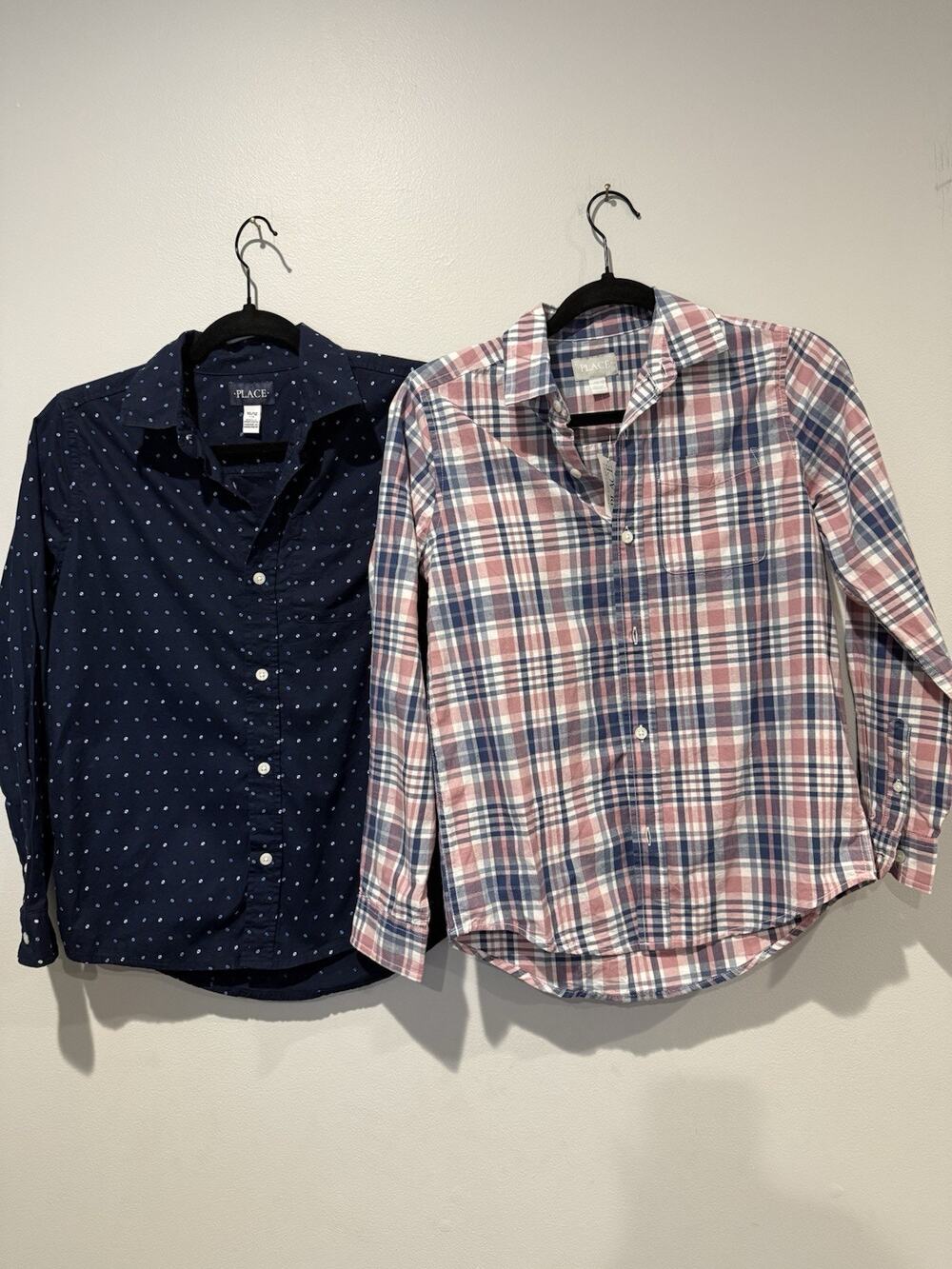 Two Children's Place Button Up Dress Shirts Tops Size 10/12 Preppy 100% Cotton